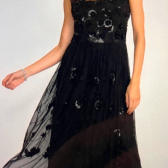 JOHNNY WAS BLACK FLOWER BEADED DRESS-BRAND NEW! - Picture 4 of 11